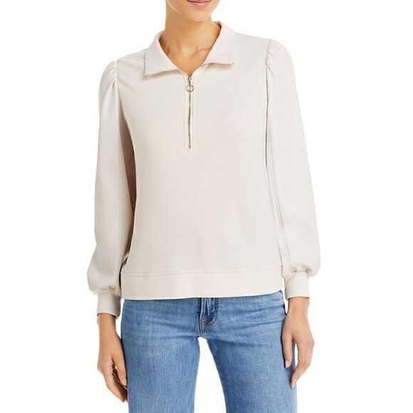 GENERATION LOVE LOLA Faux Leather sleevesSWEATSHIRT in Cream Size S / excellent